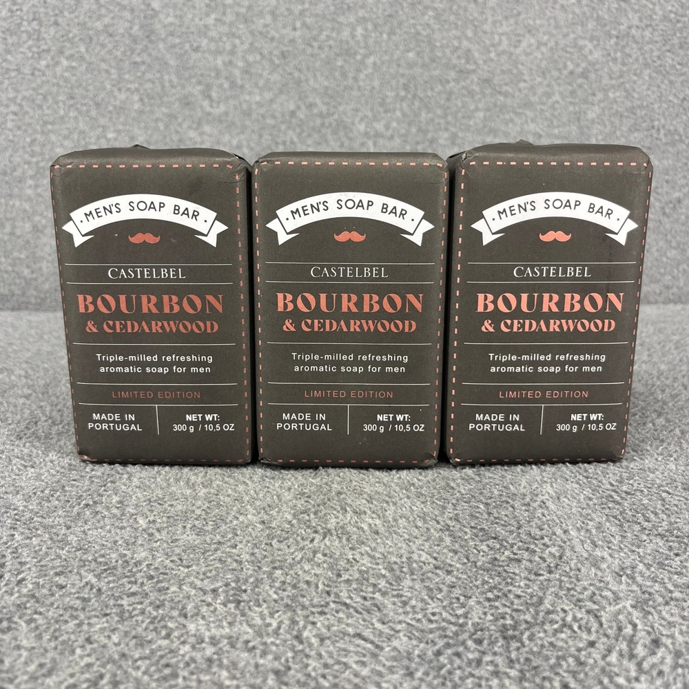 3x Castelbel Soap Bar Men Bourbon Cedarwood Triple Milled Limited Edition 10 oz
